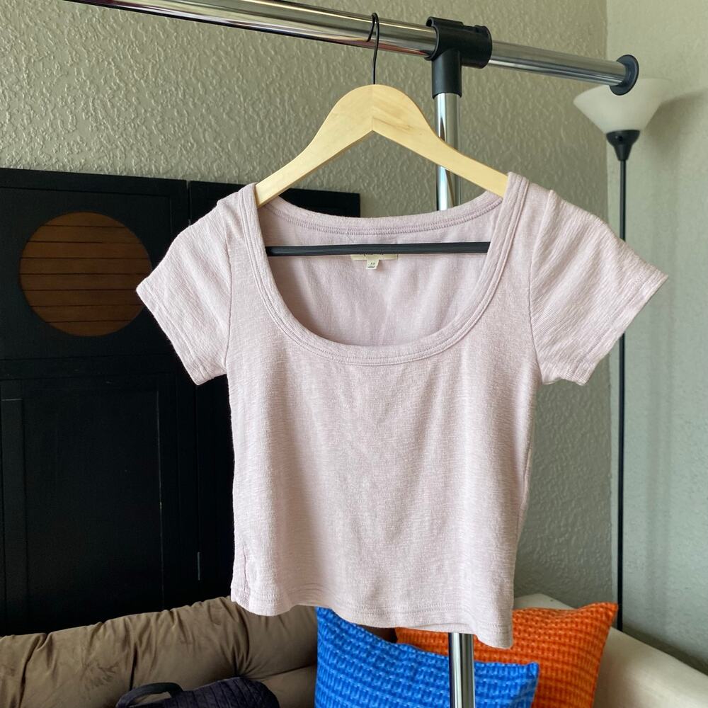 Madewell Westville Crop Tee Rib Pale Lilac XS Casual Summer Textured Soft Comfy